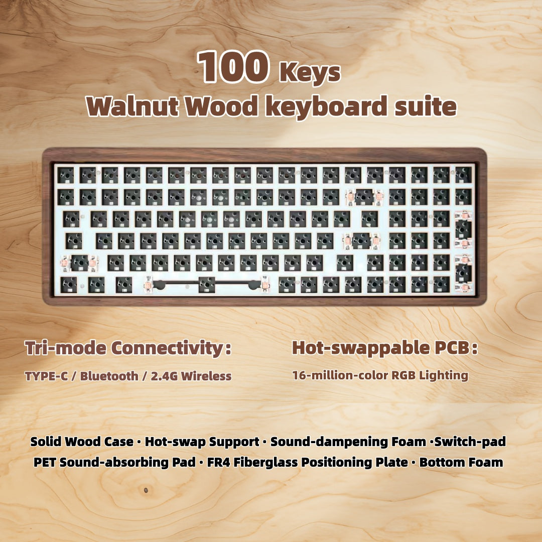 Solid Walnut Wood Keyboard Case