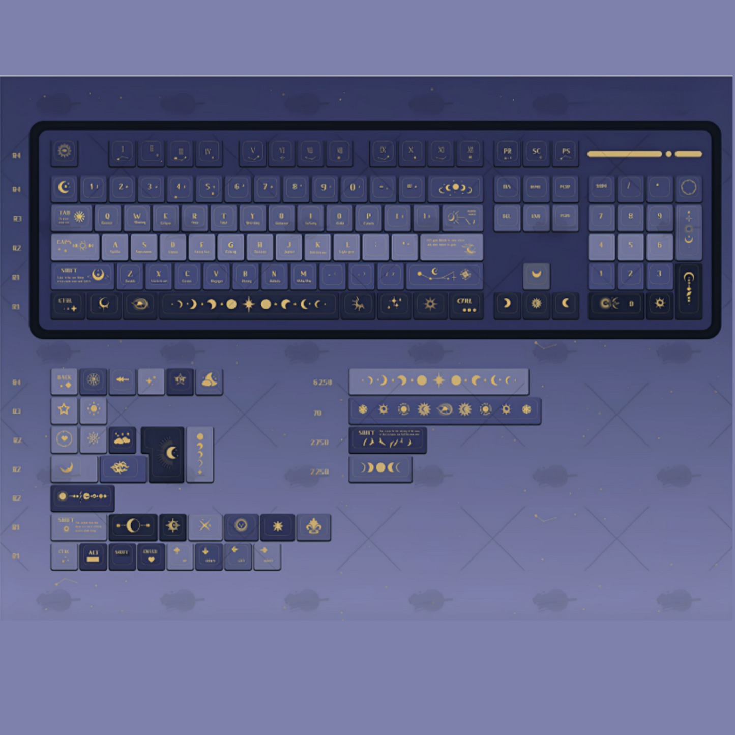 star and sun series PBT keycaps