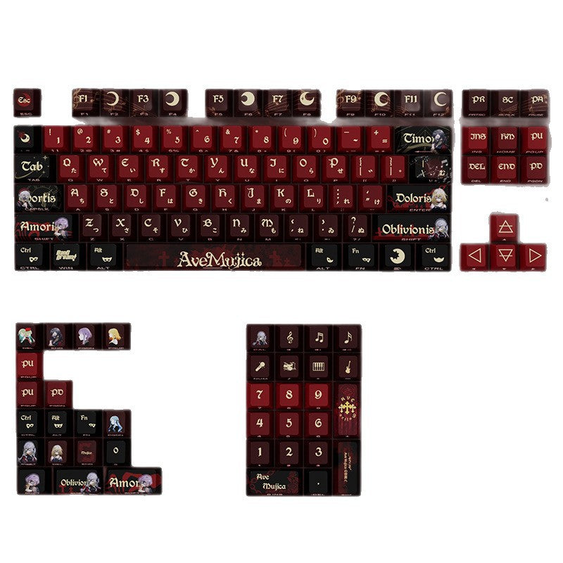 AveMujica PBT Cherry Keycap Set, Matte 5-Side Dye-Sublimation with Side lit