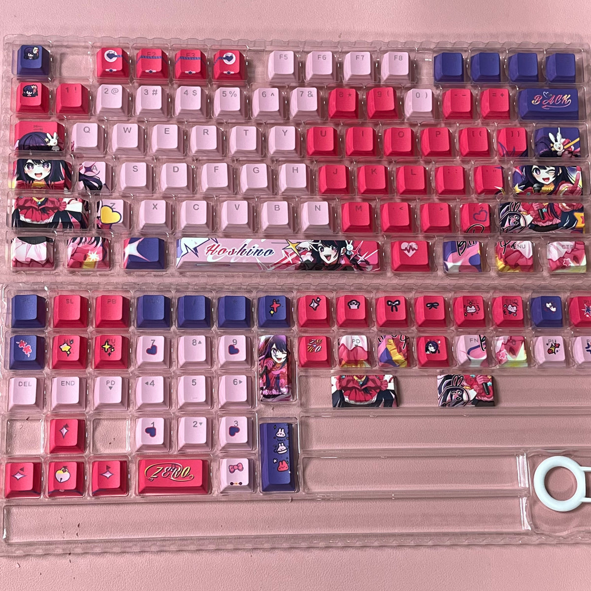 122keys Ai Hoshino set keycaps, top backlit PBT Cherry Designs