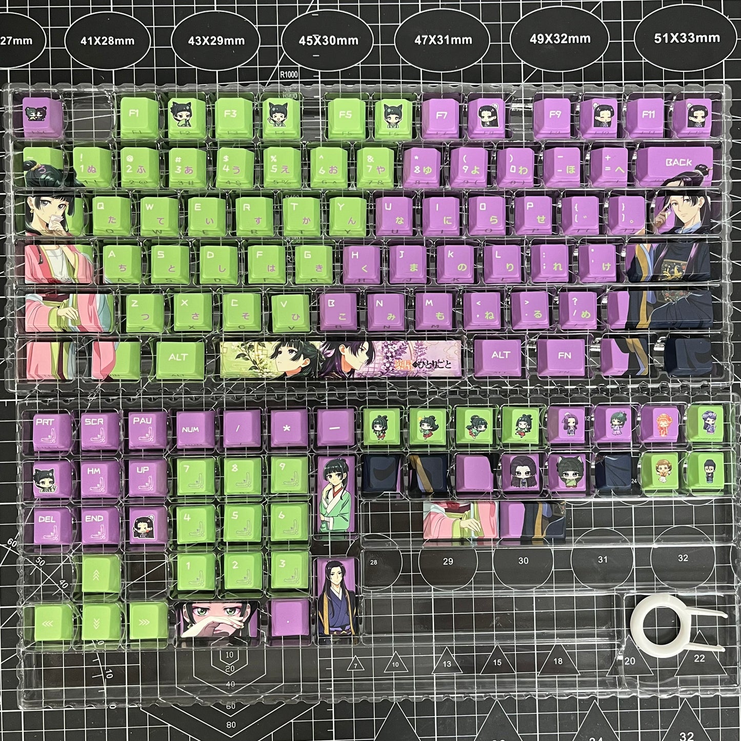 NEW!!!The Apothecary Diaries Maomao&Jinshi anime PBT keycaps set with side backlit,122keys top printed for MX-cross stems Keyboard