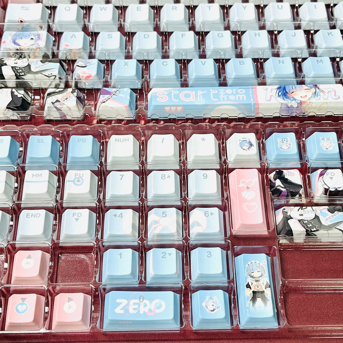 Re:ZERO Rem anime PBT keycap set with top backlit