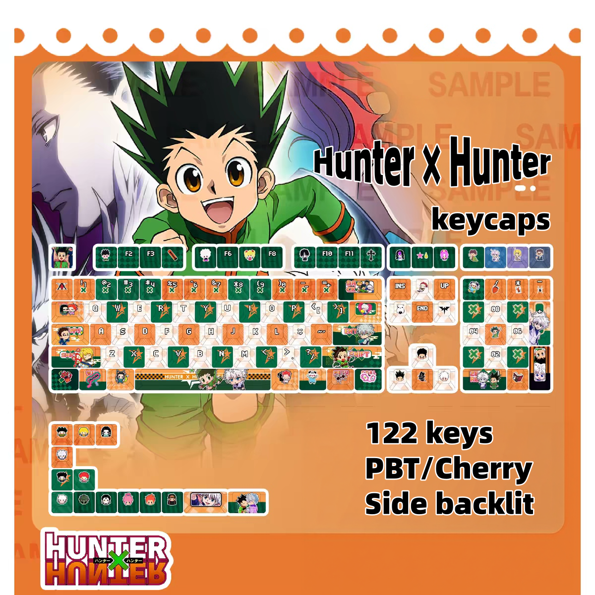 Hunter x Hunter keycaps with double printed and Side-backlit