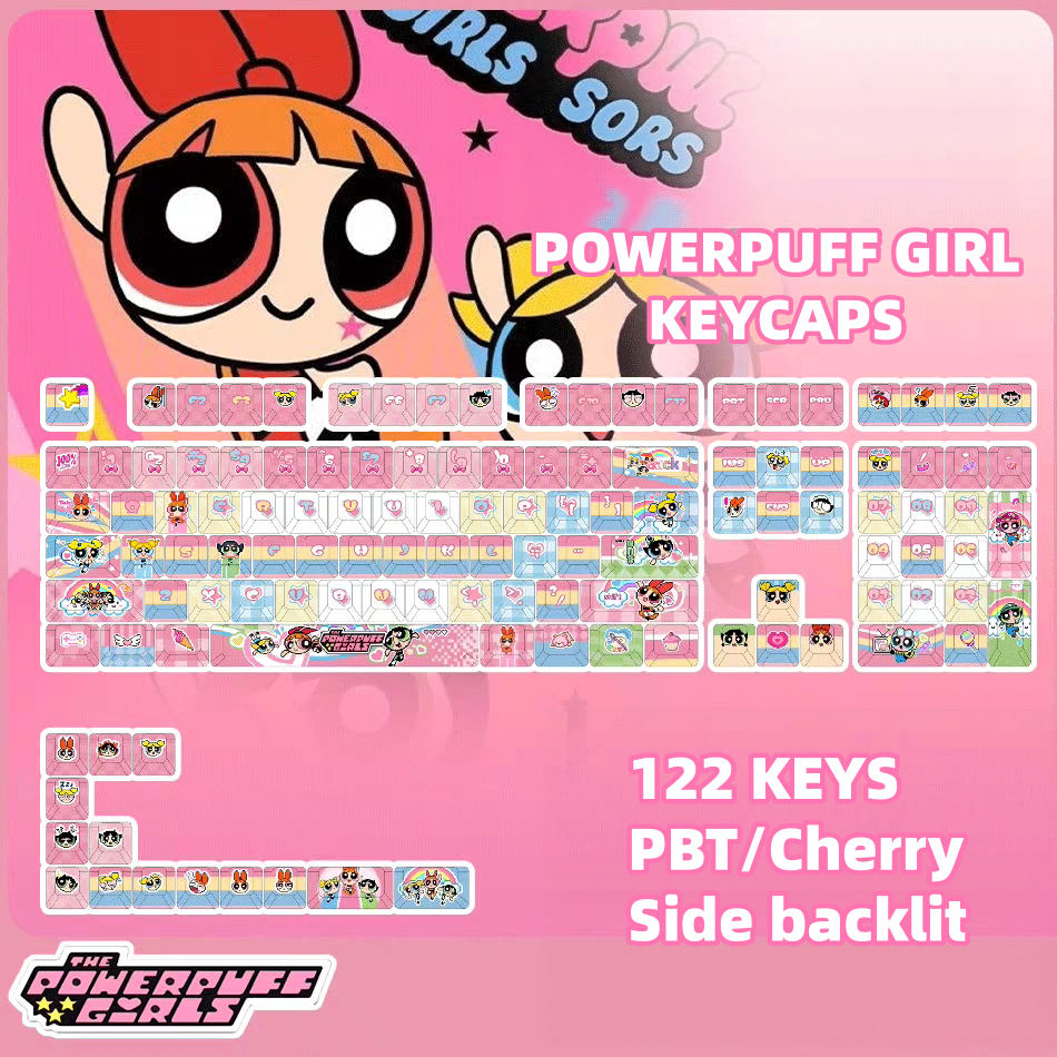 Powerpuff girl keycaps with double printed and Side-backlit