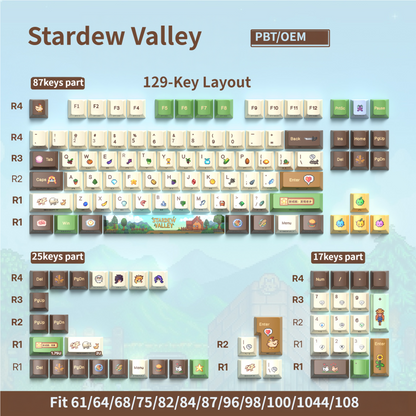 Stardew Valley PBT Keycap with Cherry profile, side backlit (keycaps only, not include keyboard）
