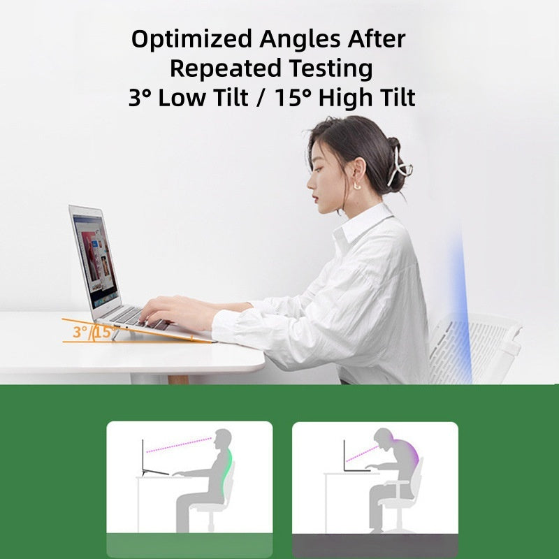 Laptop Stand, Upgraded Zinc Alloy Portable Notebook Riser with Invisible Heat Dissipation, 3° Low & 15° High Tilt Angles