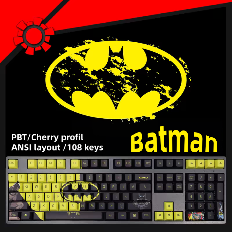 Batman series keycap set 108keys cherry profile for ANSI layout MX-cross stems mechanical keyboard