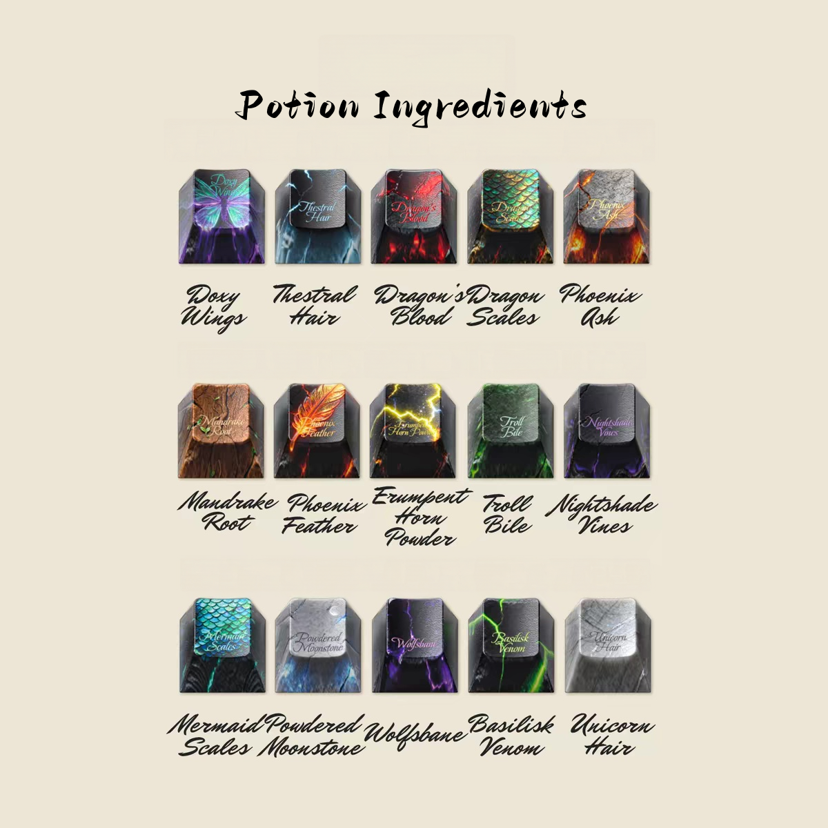 [Original] Book of Potions Themed Collector-grade keycaps,  Ideal Gift for Literary Enthusiasts