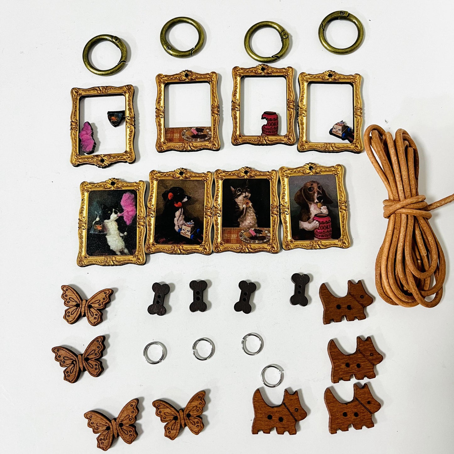 set keychain with accessories for DIY