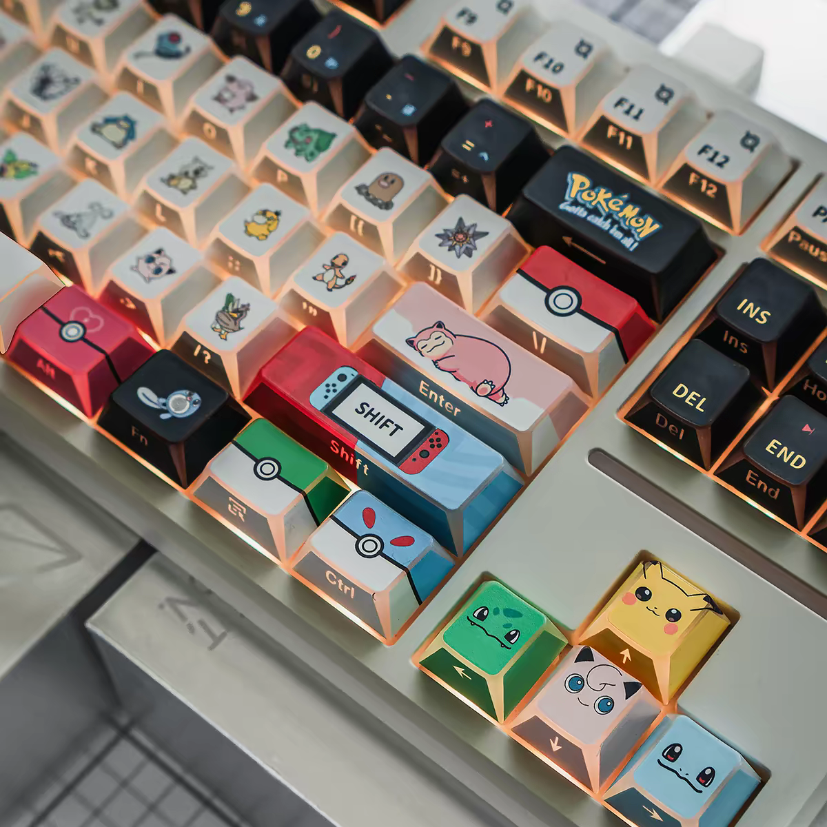 Pokemon Side engraving with edge backlight keycaps Cherry PBT/131keys, good for RGB light keyboard