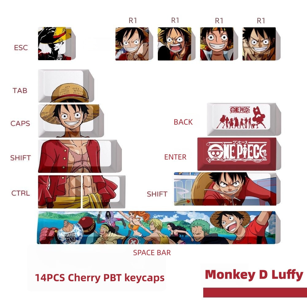 One piece Character 14pcs PBT Cherry keycaps