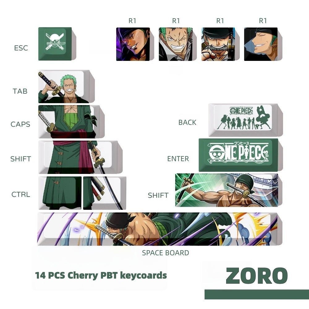 One piece Character 14pcs PBT Cherry keycaps