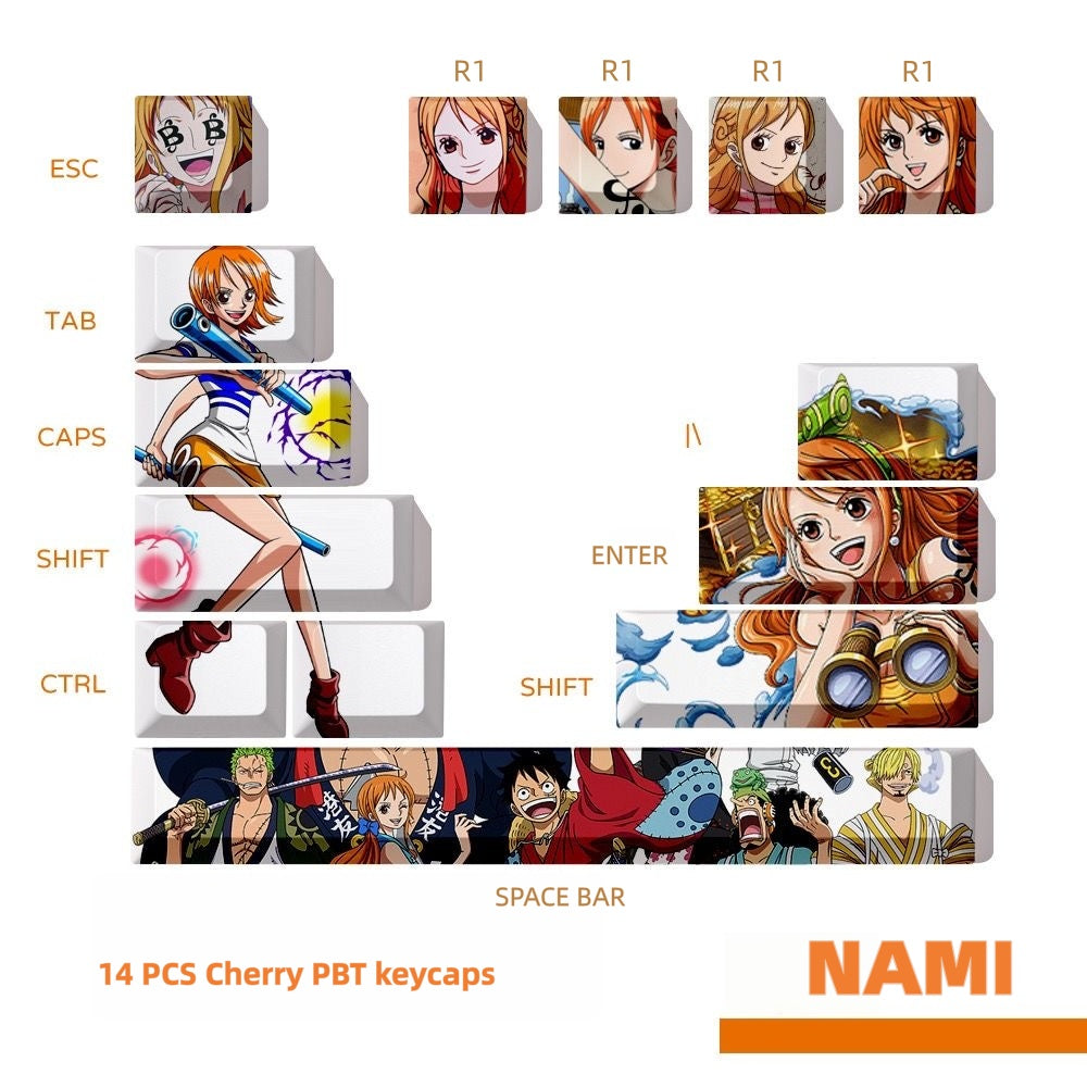 One piece Character 14pcs PBT Cherry keycaps