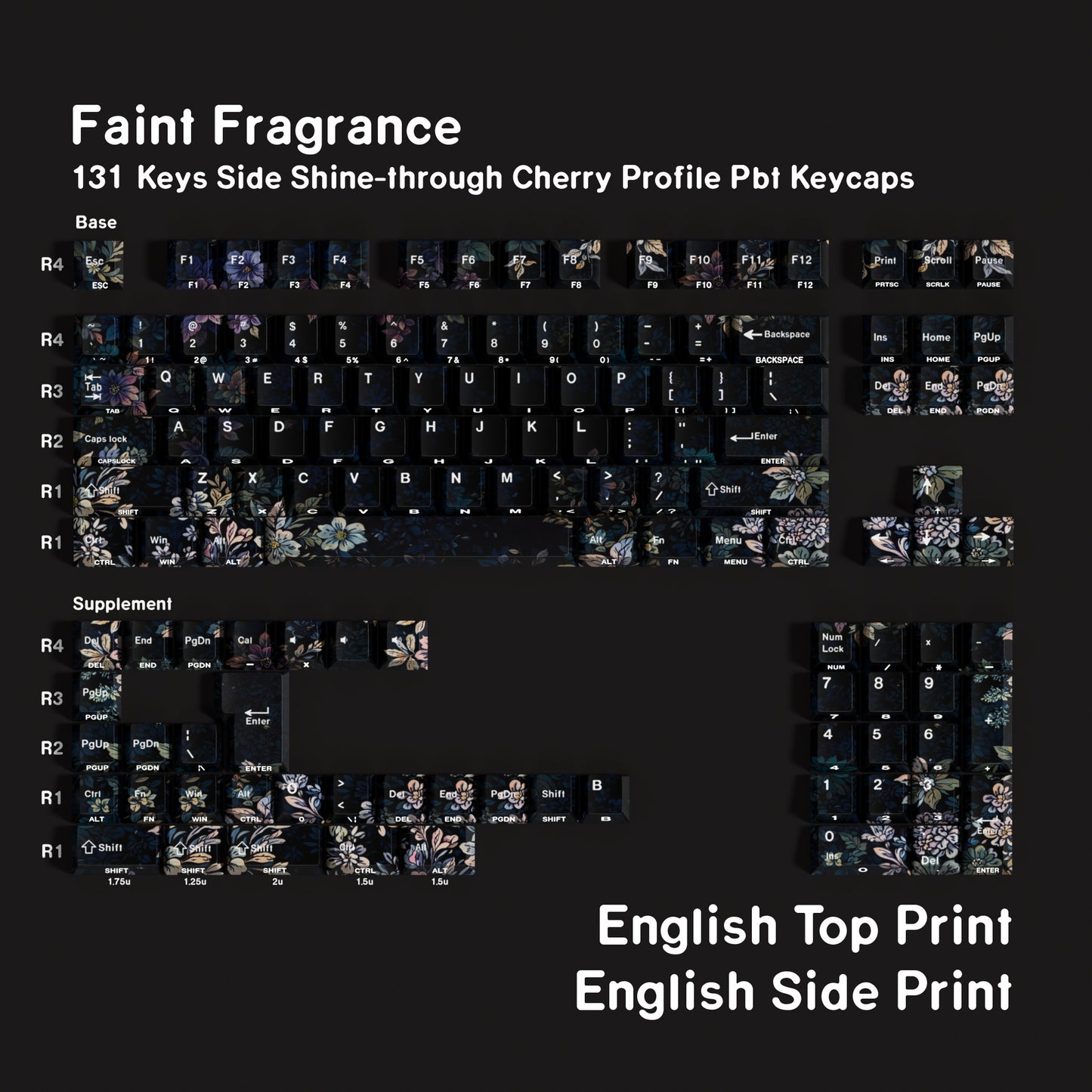 German/Spanish side shine flower 131 keys PBT Cherry keycaps