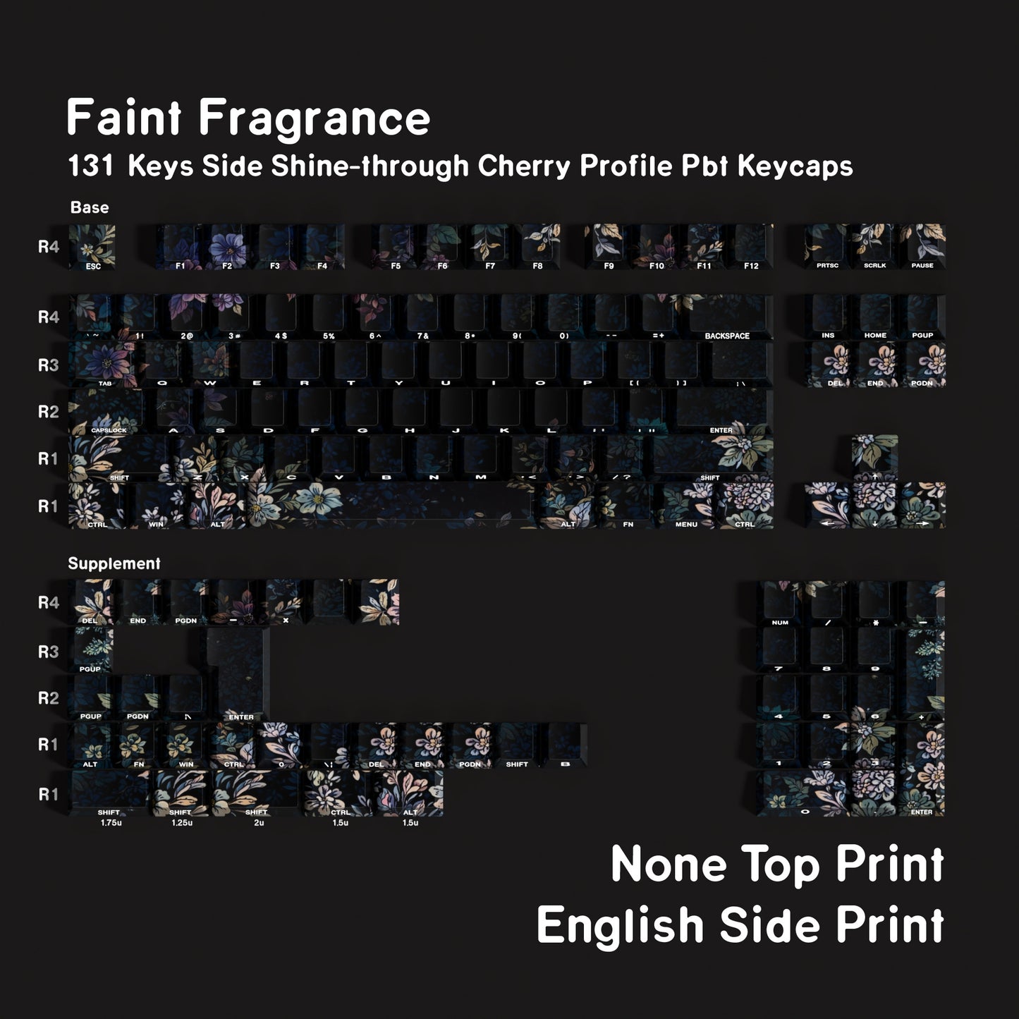 German/Spanish side shine flower 131 keys PBT Cherry keycaps