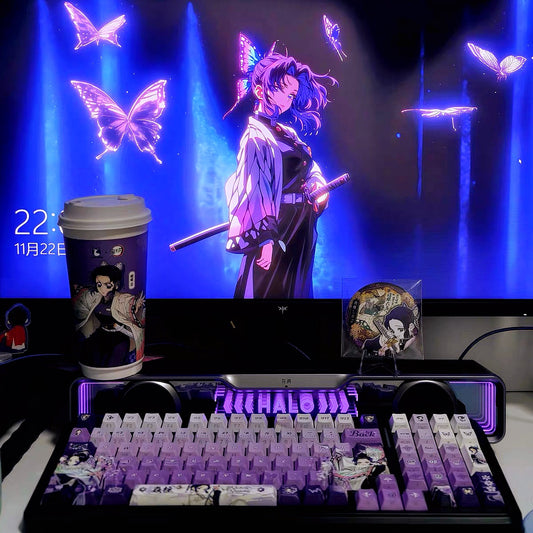 Shinobu Kochou keycaps Top-Legend Backlit 122keys Cherry/PBT Keycap Set