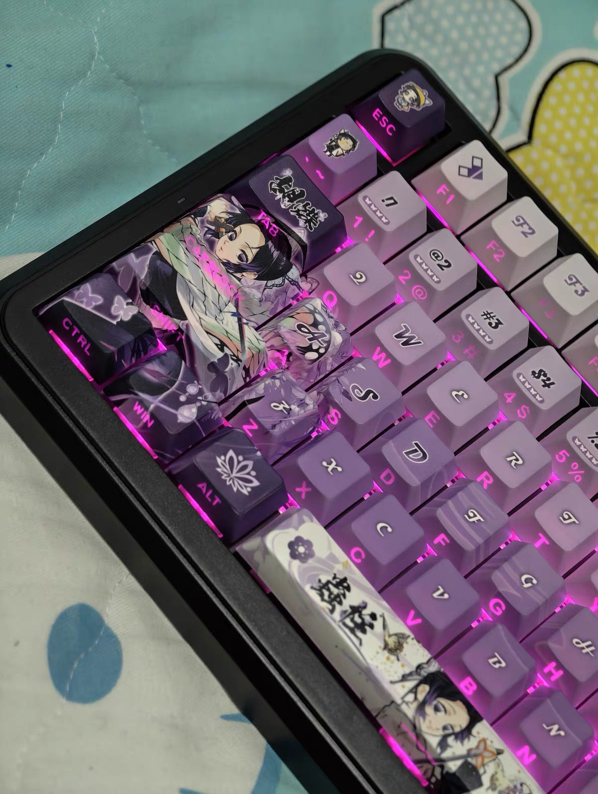Shinobu Kochou keycaps Top-Legend Backlit 122keys Cherry/PBT Keycap Set