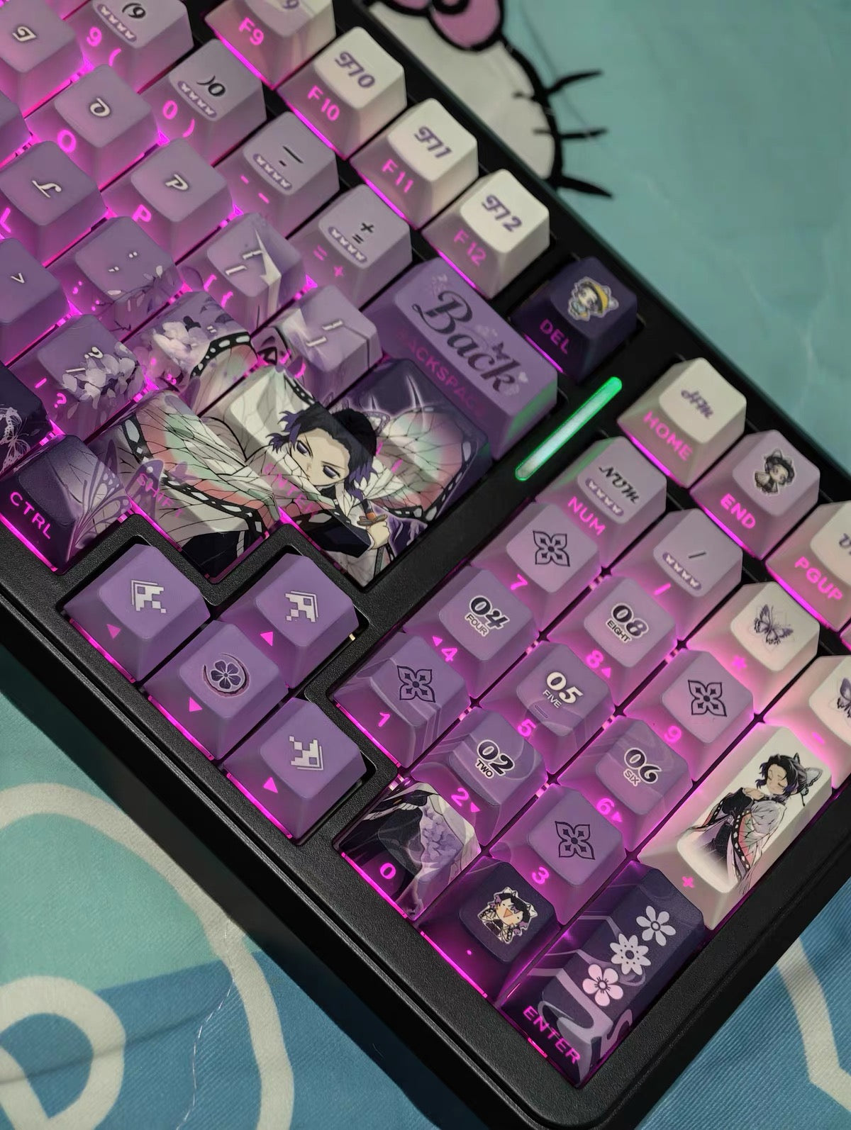 Shinobu Kochou keycaps Top-Legend Backlit 122keys Cherry/PBT Keycap Set