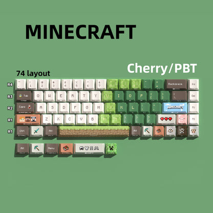 74/112/129keys MINECRAFT Keycaps Double-shot keycaps with side printed shine-through legends