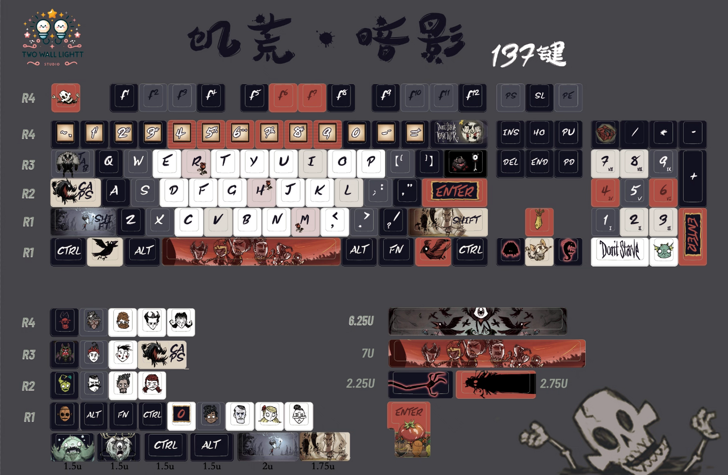 Don't Starve series gaming keycaps/137keys/PBT Cherry
