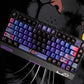 144keys Mystic Purple Black‑Cat with Metal‑Painted PBT keycaps
