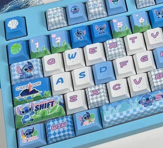 Stitch keycaps with double printed and Side-backlit