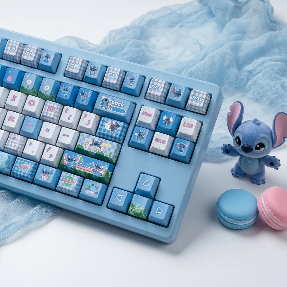 Stitch keycaps with double printed and Side-backlit