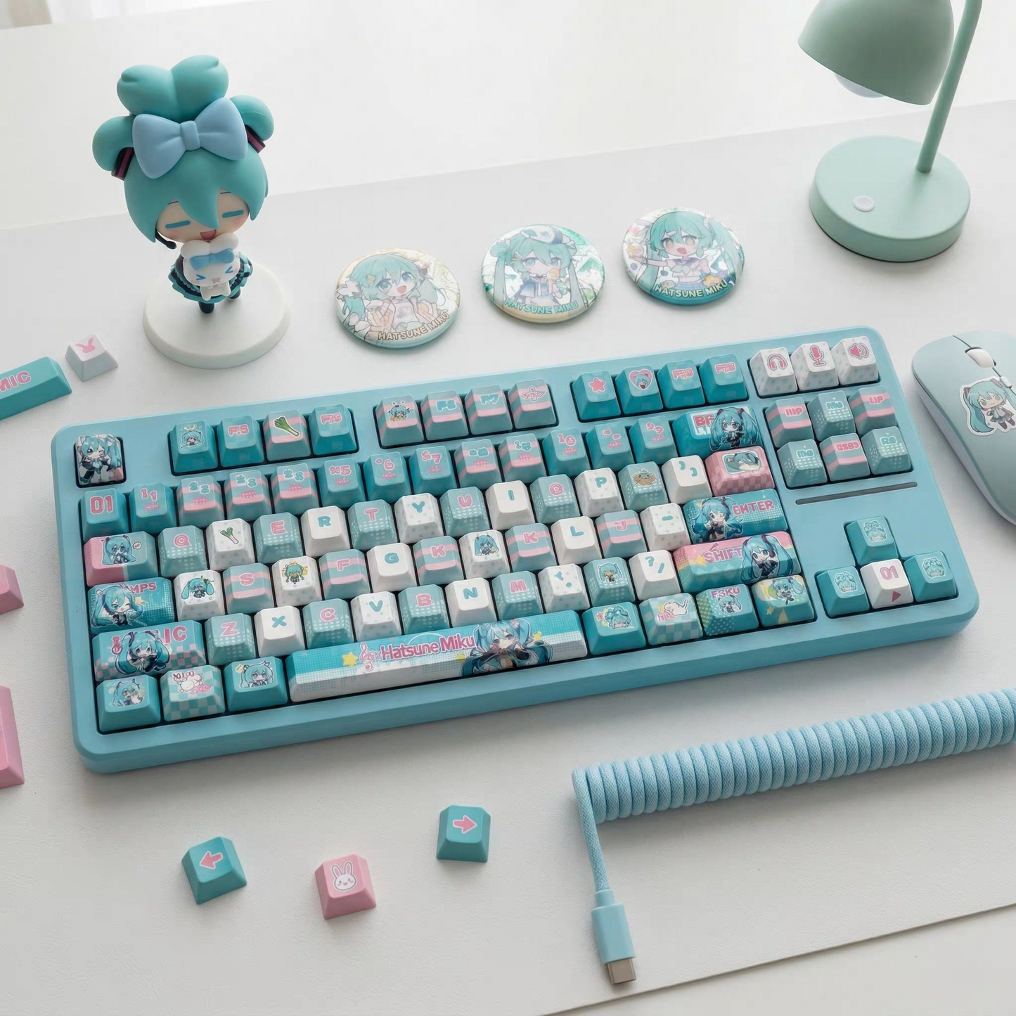 Miku keycaps with double printed and Side-backlit