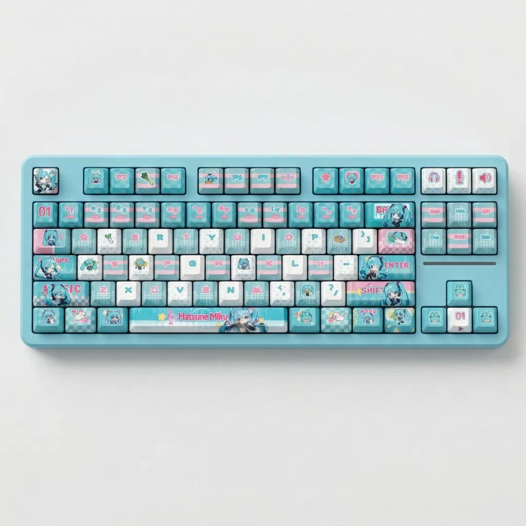 Miku keycaps with double printed and Side-backlit