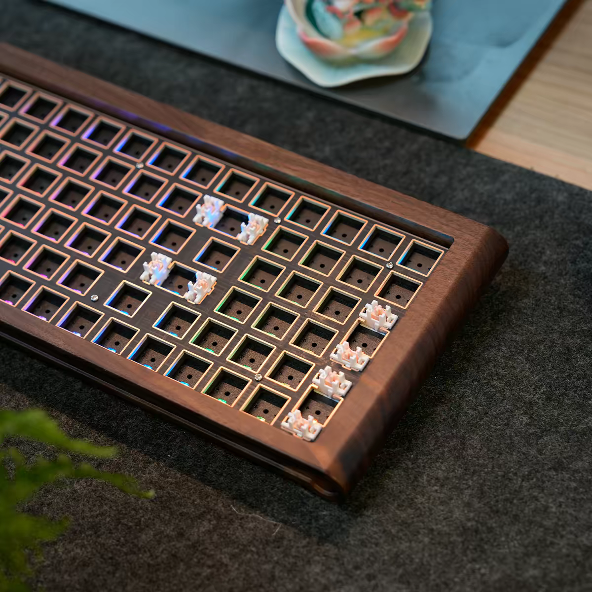 Solid Walnut Wood Keyboard Case
