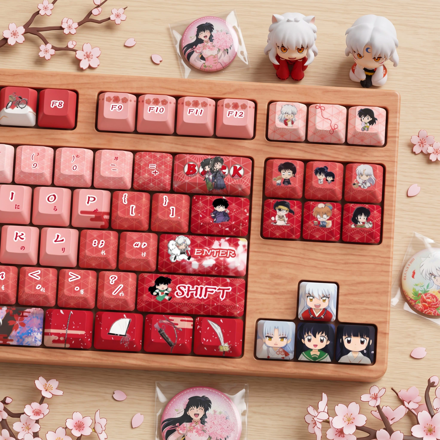 Inuyashaいぬやしゃcartoon version PBT 122keys keycaps with double printed -side backlit