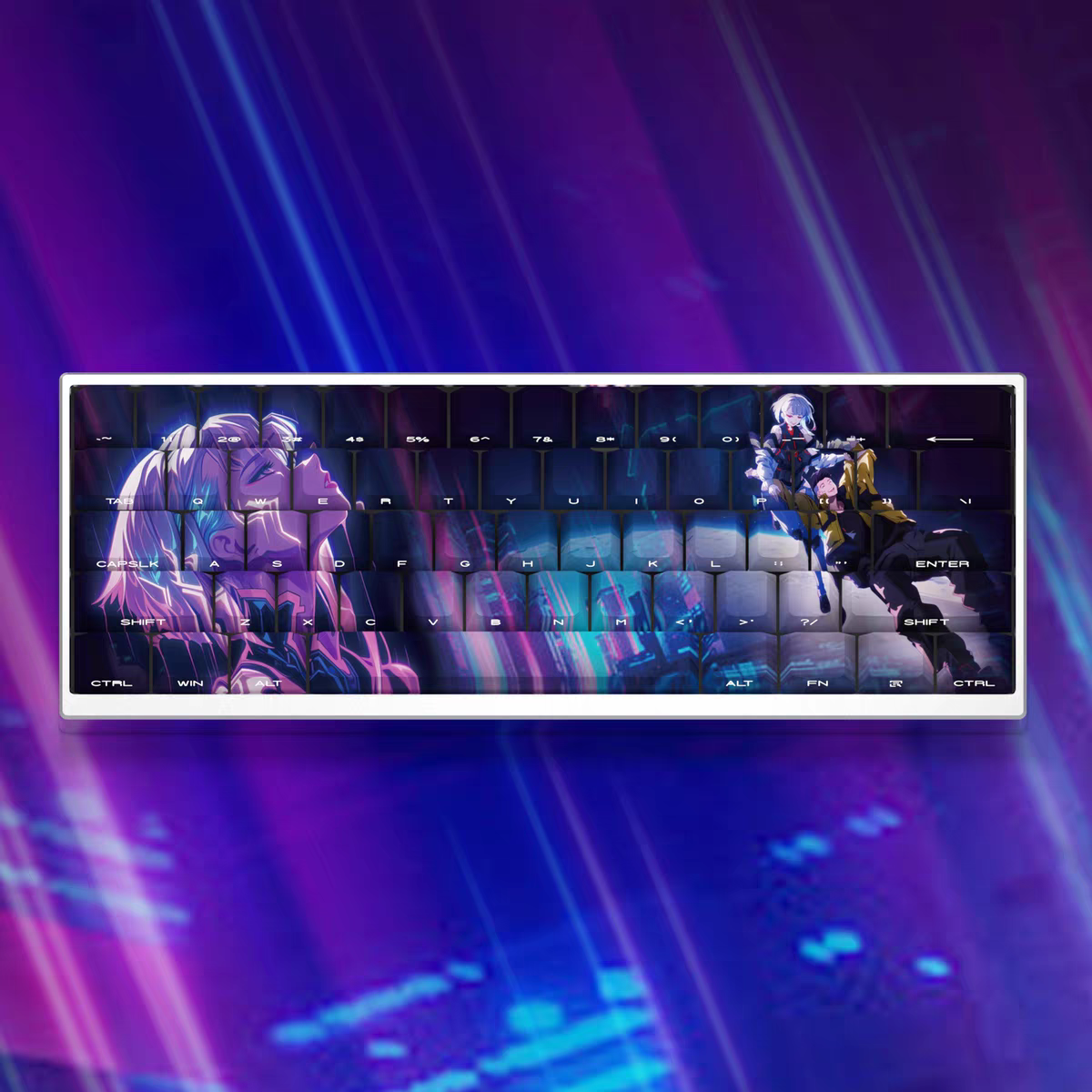 130keys Cyberpunk: Edgerunners Lucy PBT cherry keycaps set with Side lit, fit ANSI&ISO layouts,60%-100%