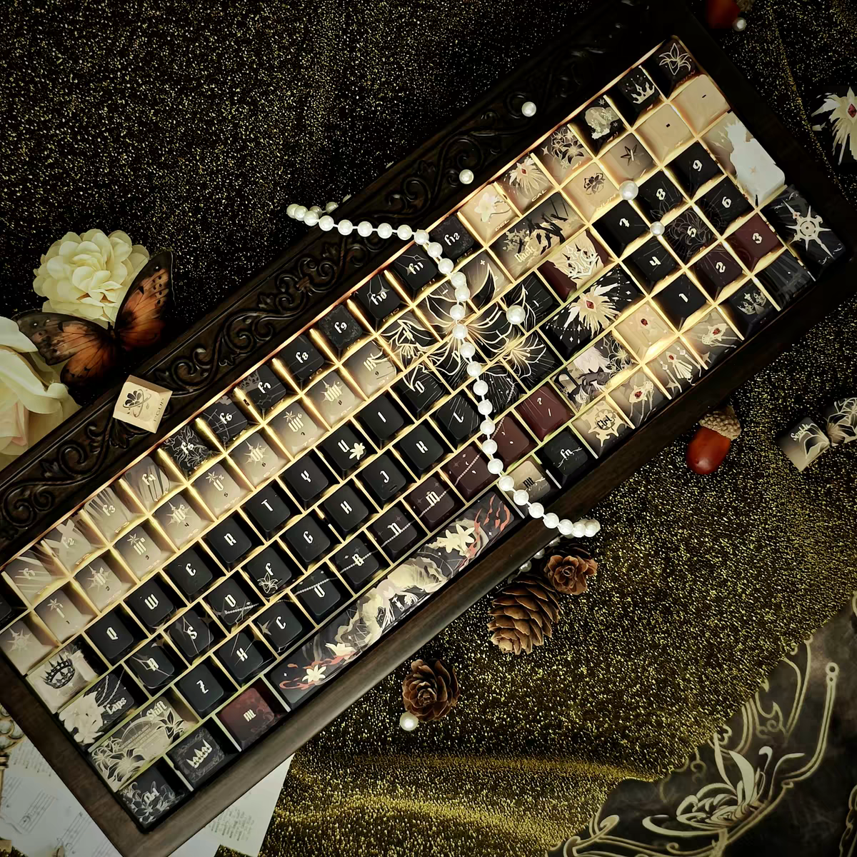 Love and deep space Xavier King series PBT keycaps set with side backlit for RGB light, dye-sublimated, MX cross stems keyboard