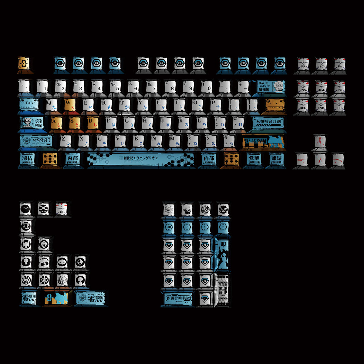 Ayanami Rei EVA PBT Keycap Set, Pearlescent Metallic Paint, Matte 5-Side Dye-Sublimation