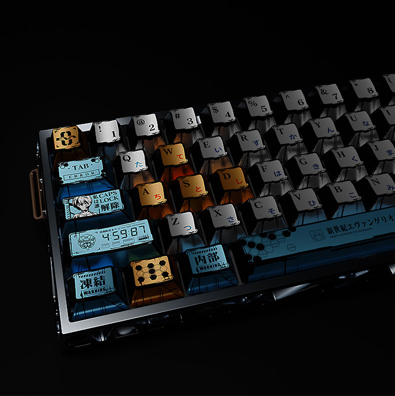 Ayanami Rei EVA PBT Keycap Set, Pearlescent Metallic Paint, Matte 5-Side Dye-Sublimation