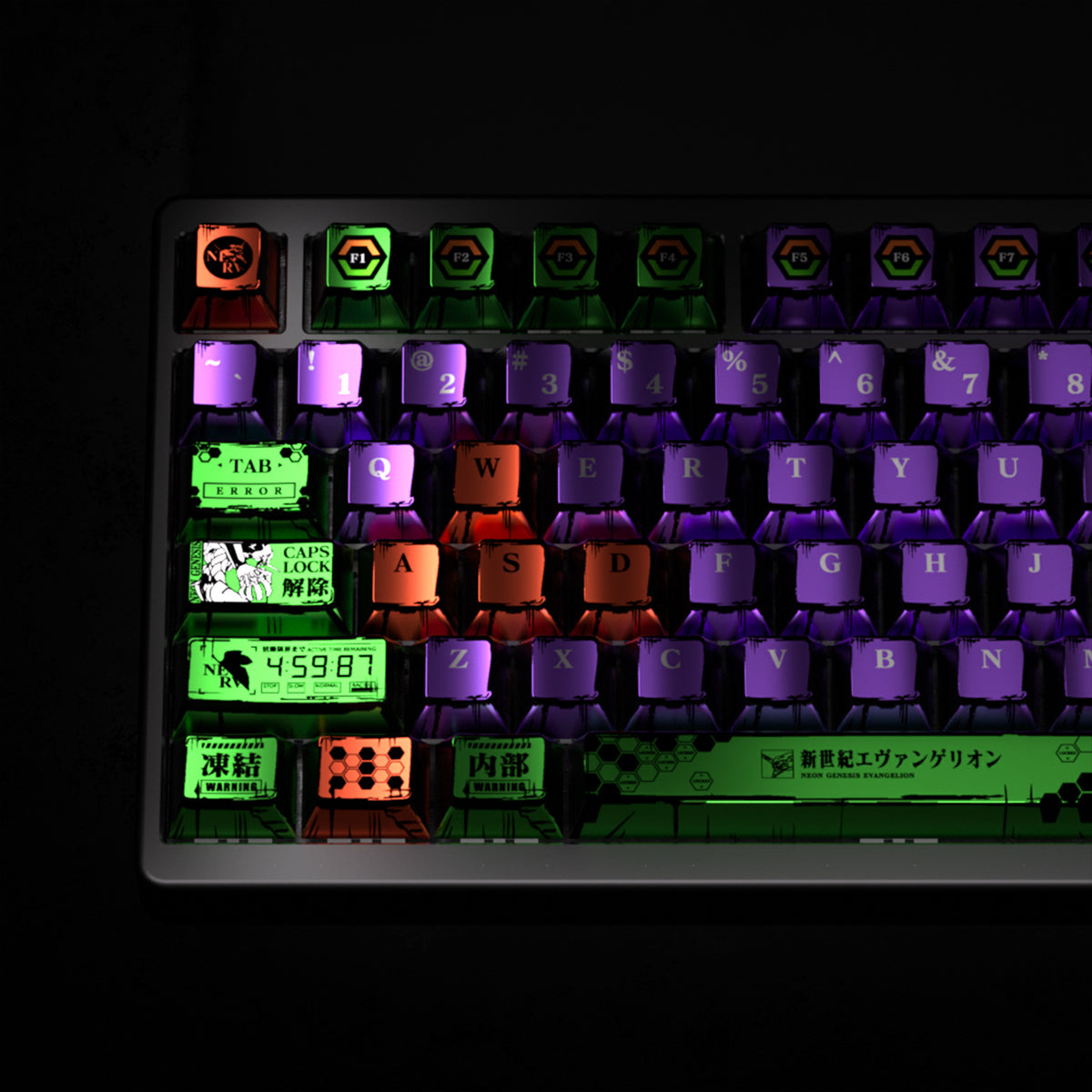 Evangelion Unit-01 PBT Keycap Set, Pearlescent Metallic Paint, Matte 5-Side Dye-Sublimation