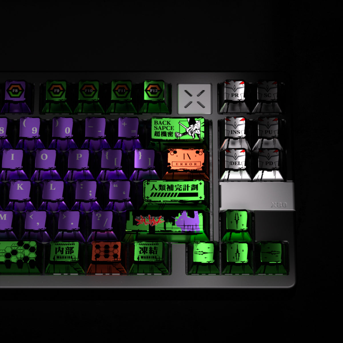 Evangelion Unit-01 PBT Keycap Set, Pearlescent Metallic Paint, Matte 5-Side Dye-Sublimation