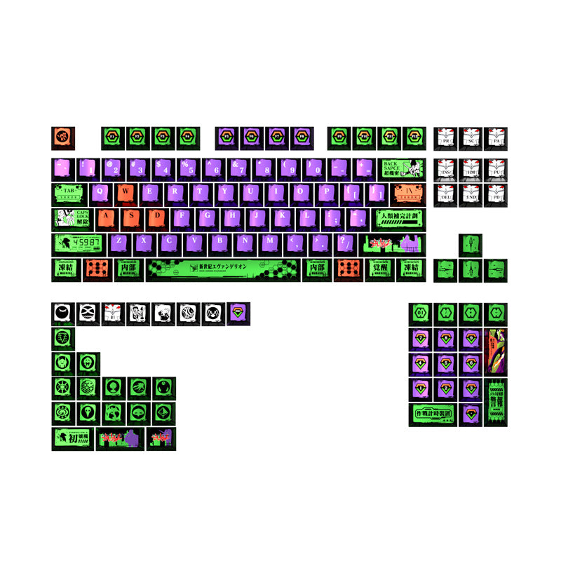Evangelion Unit-01 PBT Keycap Set, Pearlescent Metallic Paint, Matte 5-Side Dye-Sublimation