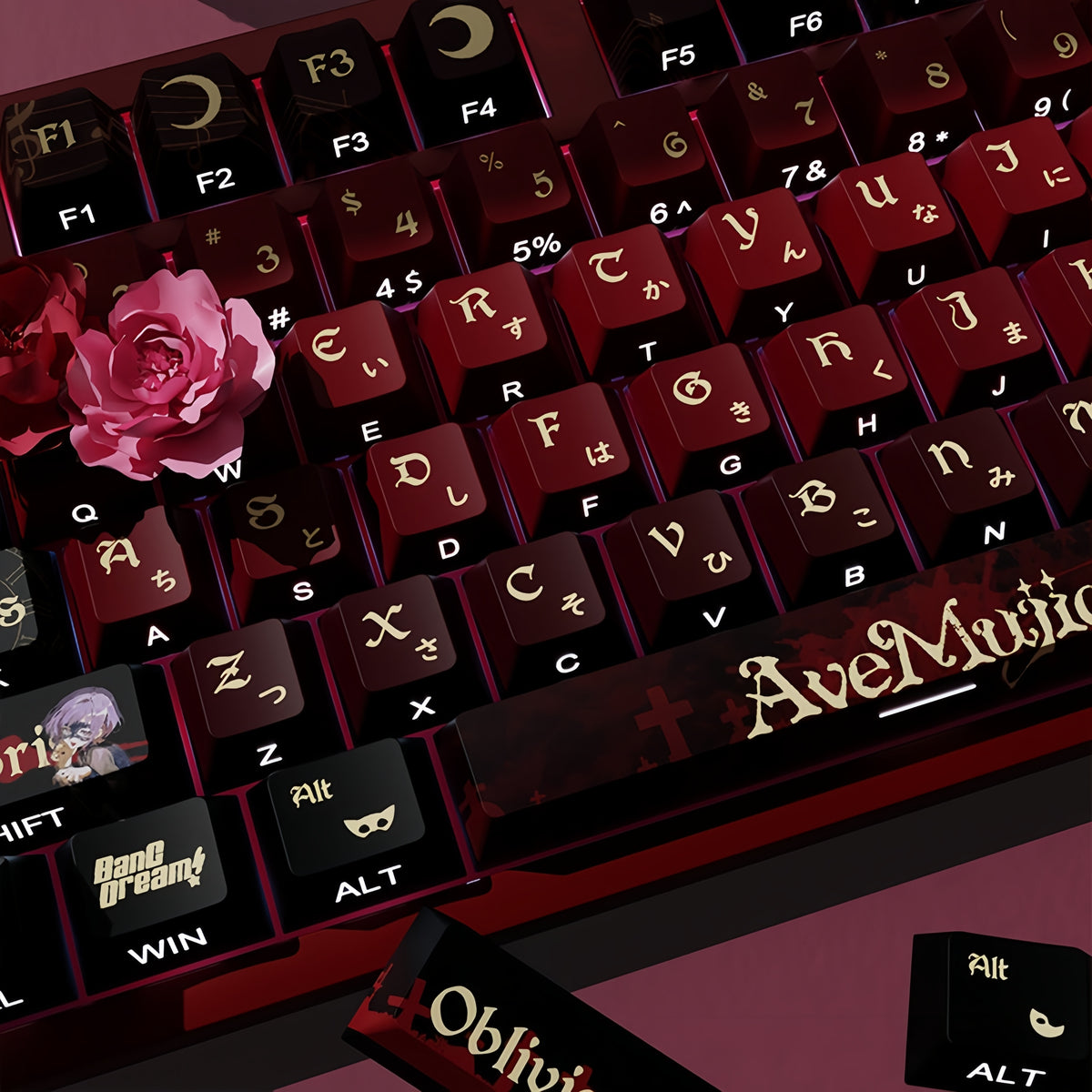 AveMujica PBT Cherry Keycap Set, Matte 5-Side Dye-Sublimation with Side lit
