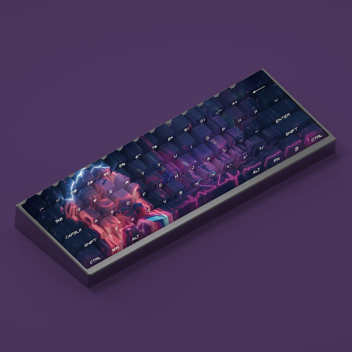 Asuka Langley Soryu Cyberpunk PBT cherry keycaps set with Side lit, fit ANSI&ISO layouts,60%-100%