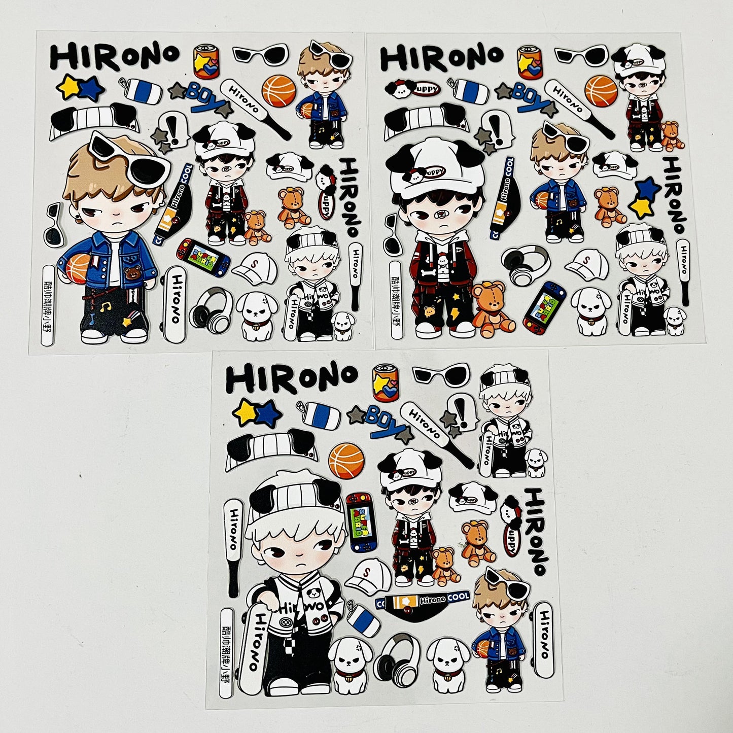 embossed stickers, waterproof and mat designs,3 pcs×12cm*12cm