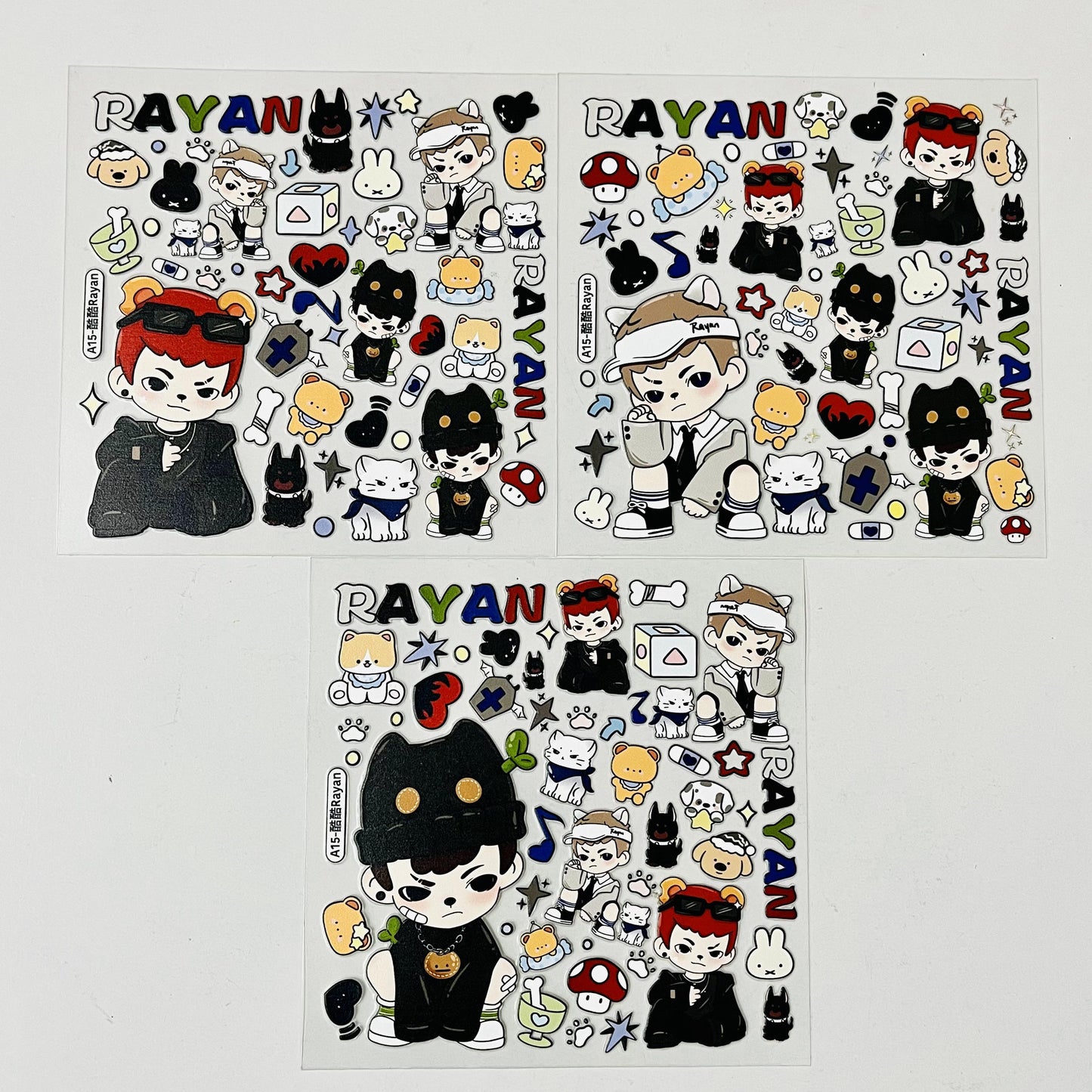 embossed stickers, waterproof and mat designs,3 pcs×12cm*12cm