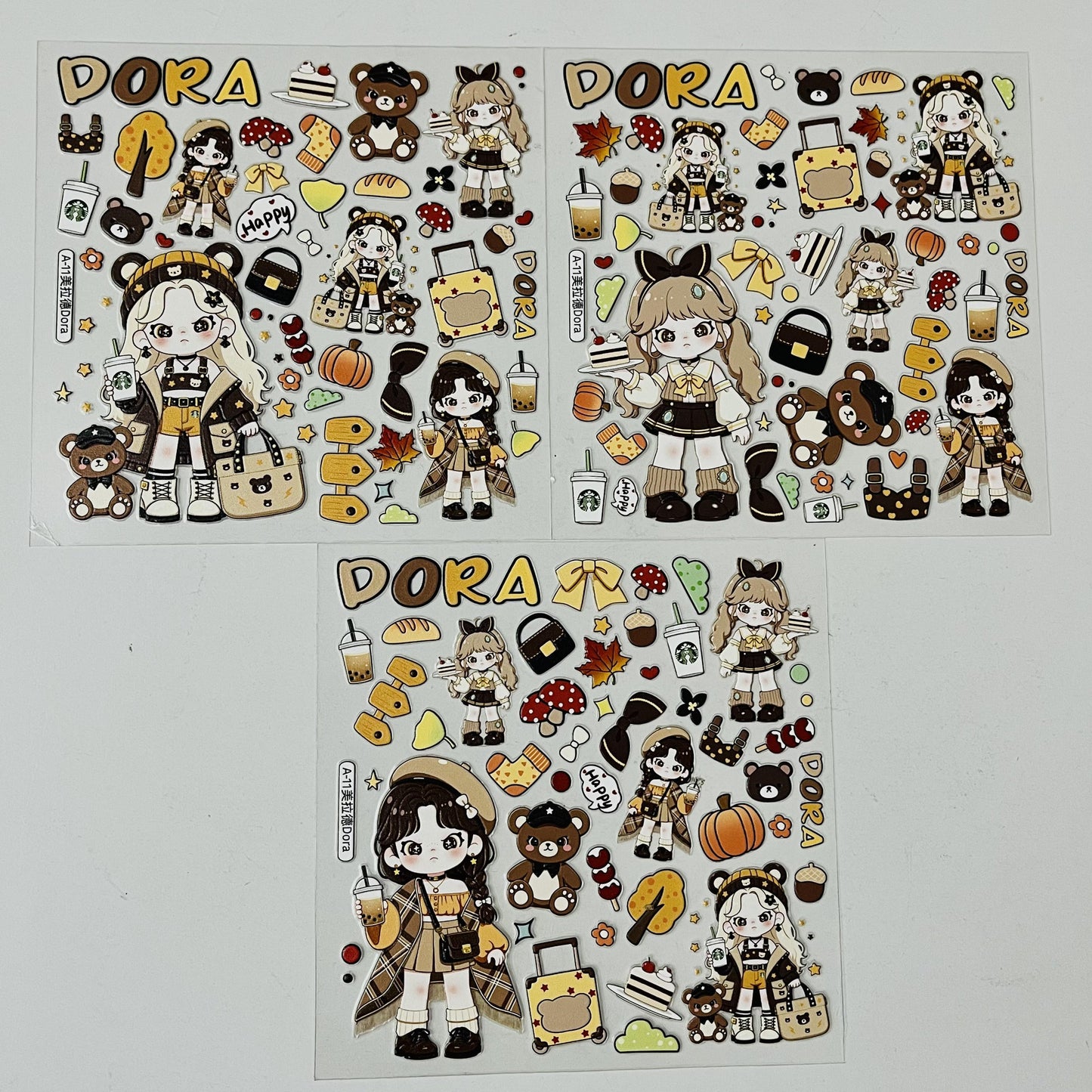embossed stickers, waterproof and mat designs,3 pcs×12cm*12cm