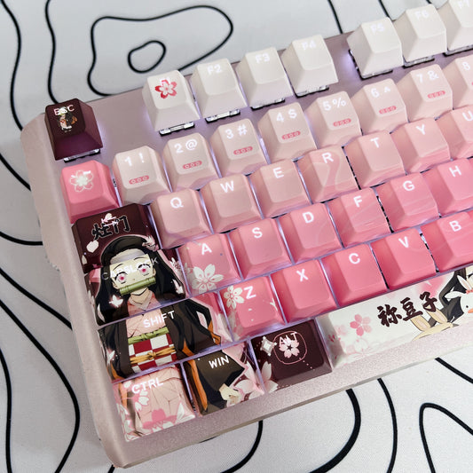 Demon Slayer Nezuko Kamado keycaps Top-Legend Backlit Artisan 122keys Cherry/PBT Keycap Set