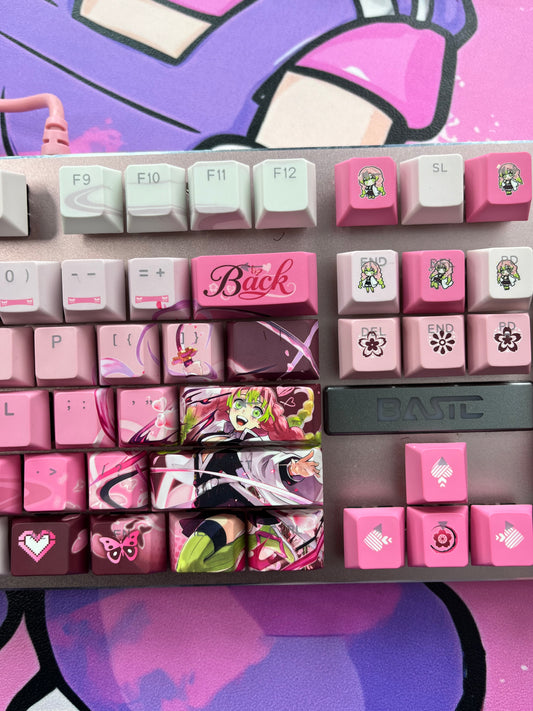 Demon Slayer Kanroji Mitsuri keycaps Top-Legend Backlit Artisan 122keys Cherry/PBT Keycap Set