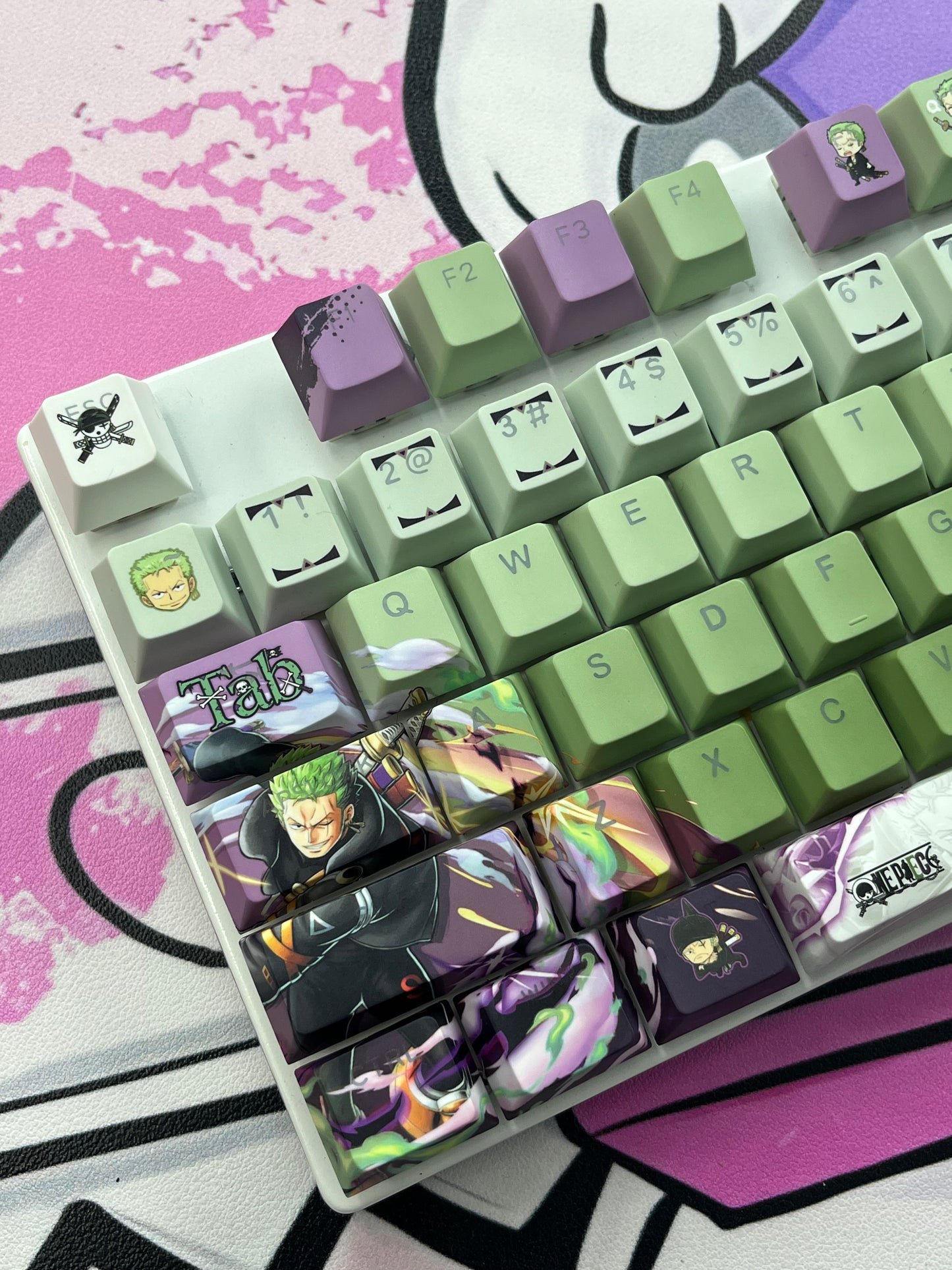 One piece Roronoa Zoro keycaps Top-Legend Backlit Artisan 122keys Cherry/PBT Keycap Set
