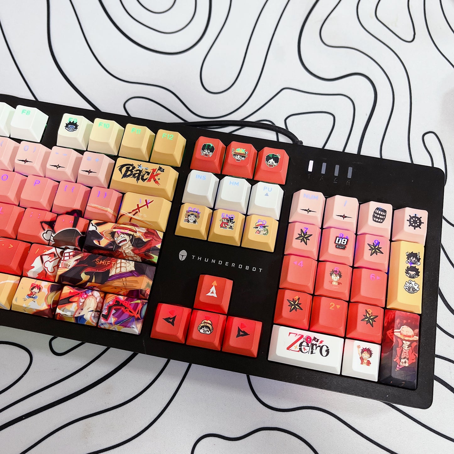 One piece luffy keycaps Top-Legend Backlit Artisan 122keys Cherry/PBT Keycap Set