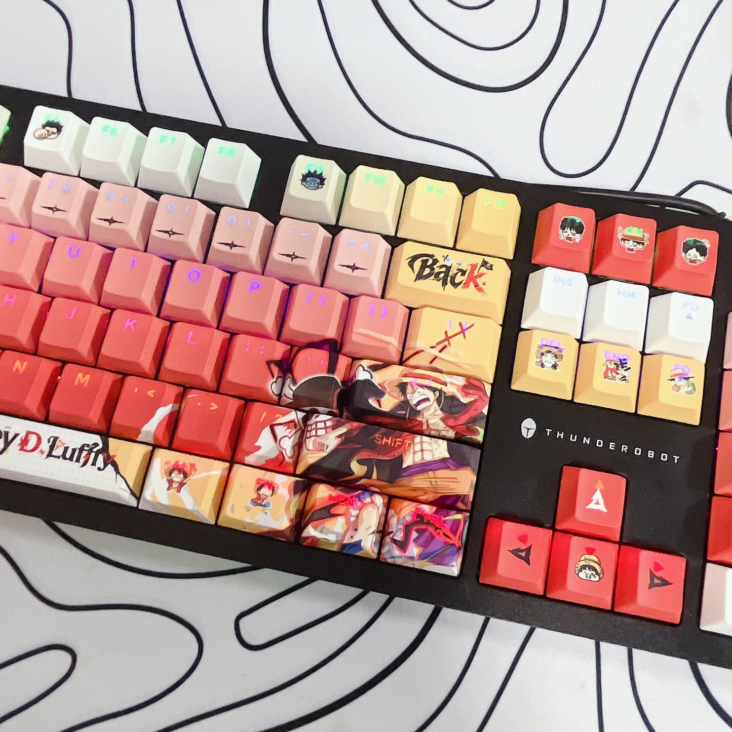 One piece luffy keycaps Top-Legend Backlit Artisan 122keys Cherry/PBT Keycap Set