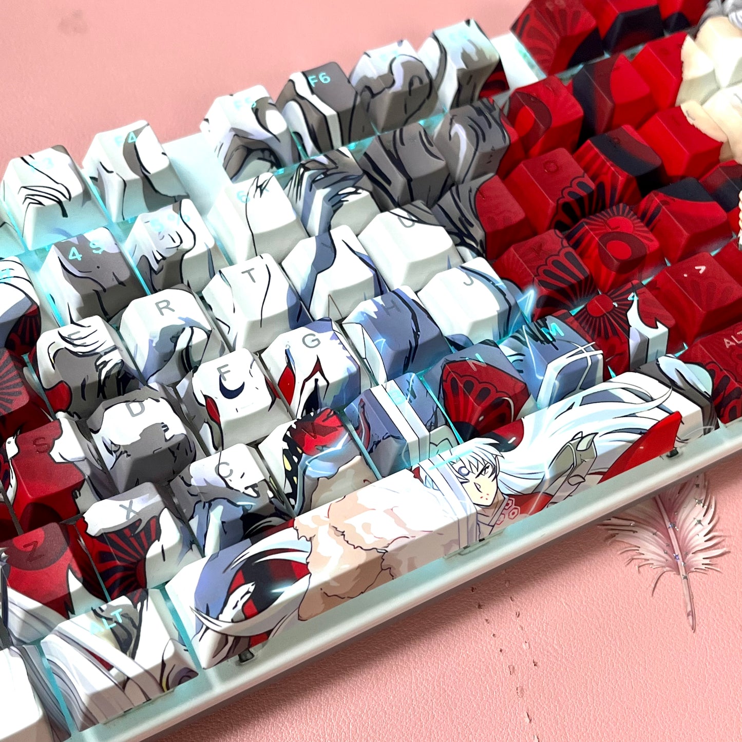 Sesshomaru keycaps side backlit PBT 108 keys