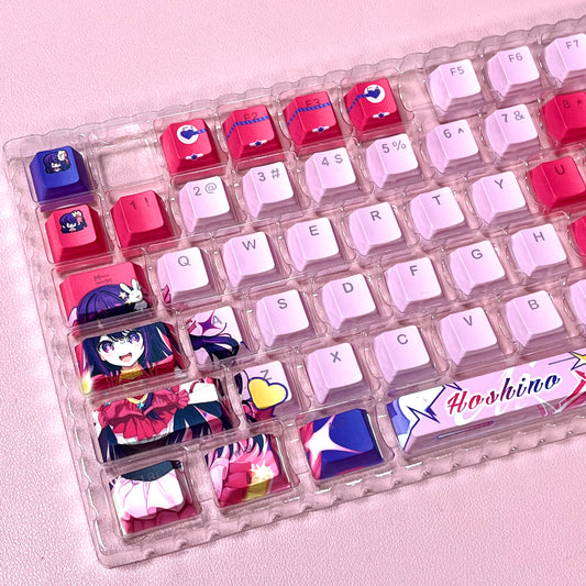 122keys Ai Hoshino set keycaps, top backlit PBT Cherry Designs